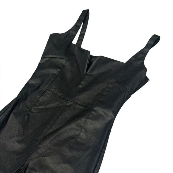 NWT 7 FOR ALL MAN KIND black Coated Denim Flared Jumpsuit In Rabbithole sz small - Picture 6 of 12